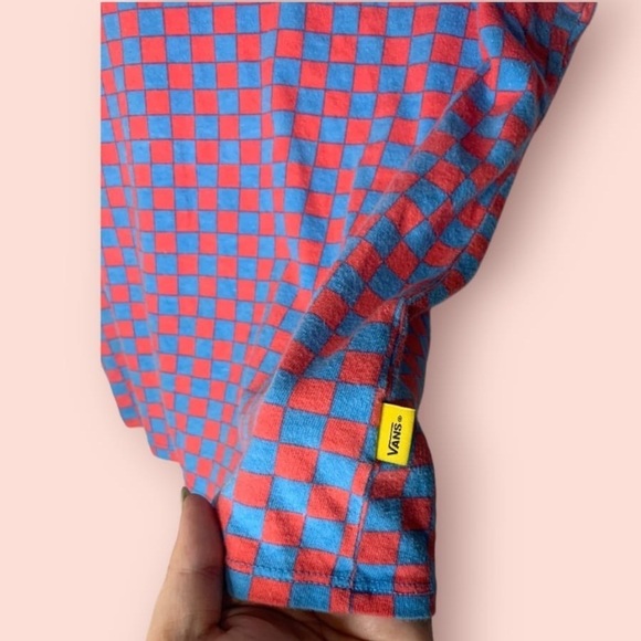 Vans x T&C Surf Designs Ringer Pink & Blue  Checkered Fitted Tee, Size XS - Picture 7 of 9